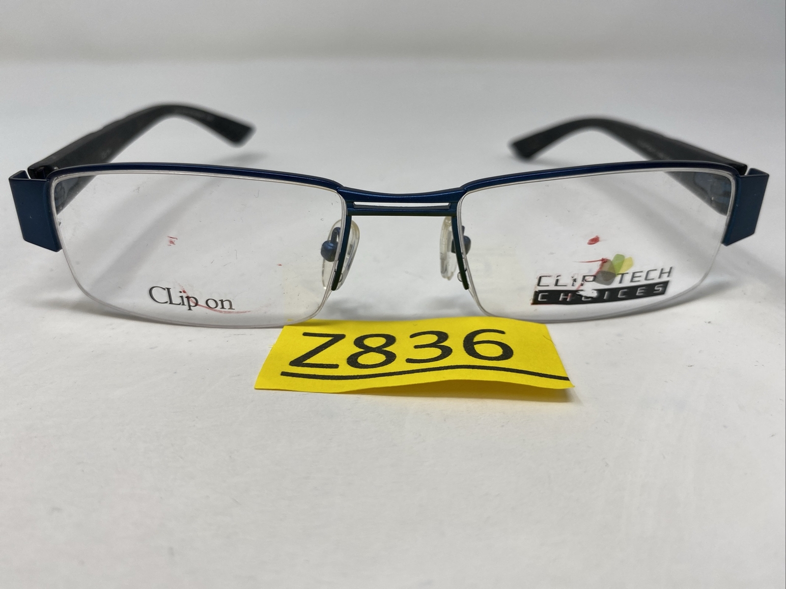 Click Tech Spectacles Clip Tech K3862 C1 53-18-135 Navy Blue/Black Half Rim Eyeglasses Frame ...