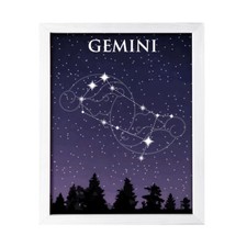 Designs ByLITA Gemini Zodiac Sign Night Sky, Wall Print Art