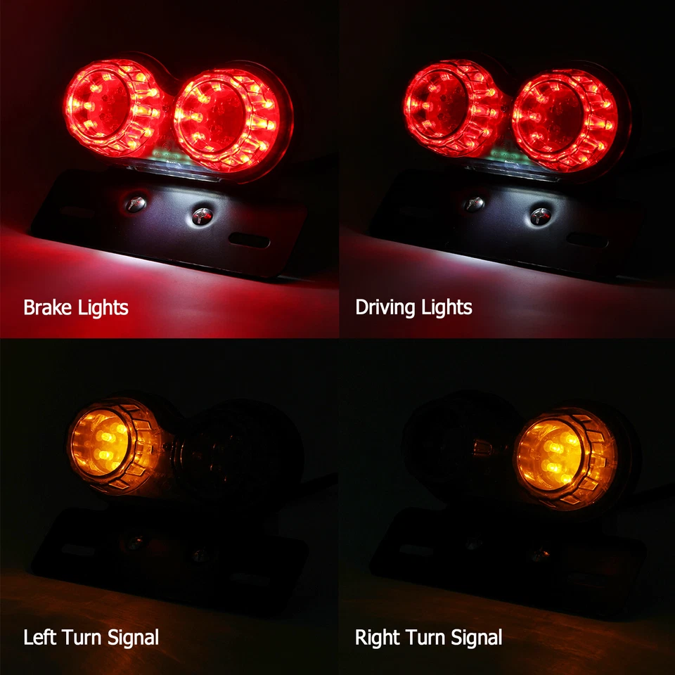 Motorcycle LED License Plate Lamps Tail Stop Brake Lights Turn Signals Dirt Bike Foto 2 de 4