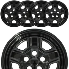 4 fits Jeep Patriot 2007-2017 Black 16" Wheel Skins Hub Caps 5 Spoke Rim Covers