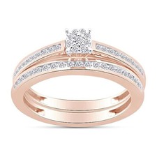 2/7ct Natural Round Diamond Half Eternity Bridal Ring Set 925 Sterling Silver