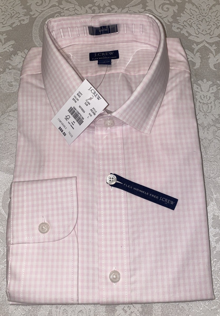j crew wrinkle free dress shirts Men's Wrinkle-Free Dress Shirt (White Warm Pink, Size Large) J.Crew Factory