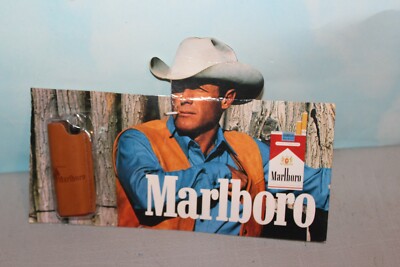 cowboy cigarette case Marlboro Display Advertising Cardboard Cowboy Cigarette Bic Lighter Leather  Case