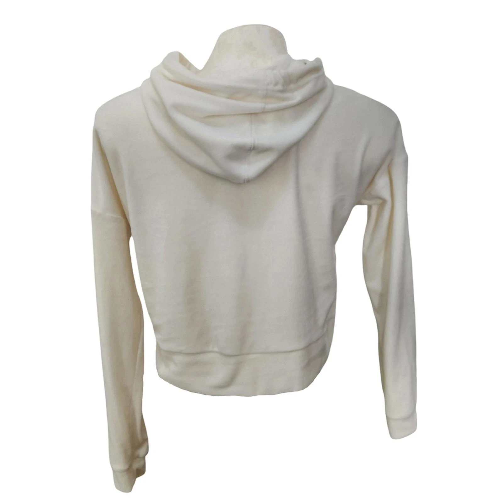 OFF WHITE Felpa con cappuccio Junior's Cozy Lounge super morbida velluto ritagliato Y2K crema M
