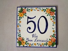 NUMERO CIVICO CERAMICA ARTIGIANALE DECORO A MANO FANTASIA FLOREALE 3 *BGI*