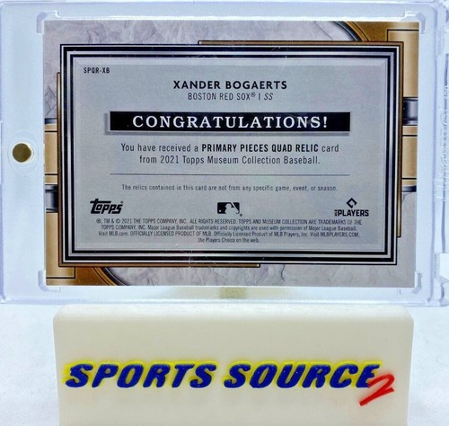 Piezas primarias cuádruple reliquia de la colección del museo Topps 2021 de Xander Bogaerts/75 - Imagen 2 de 2
