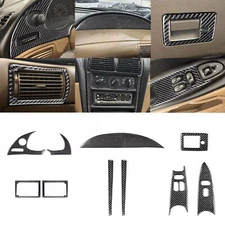 10Pcs Real Carbon Fiber Set Full Interior Dash Trim Cover For Ford Mustang 96-03