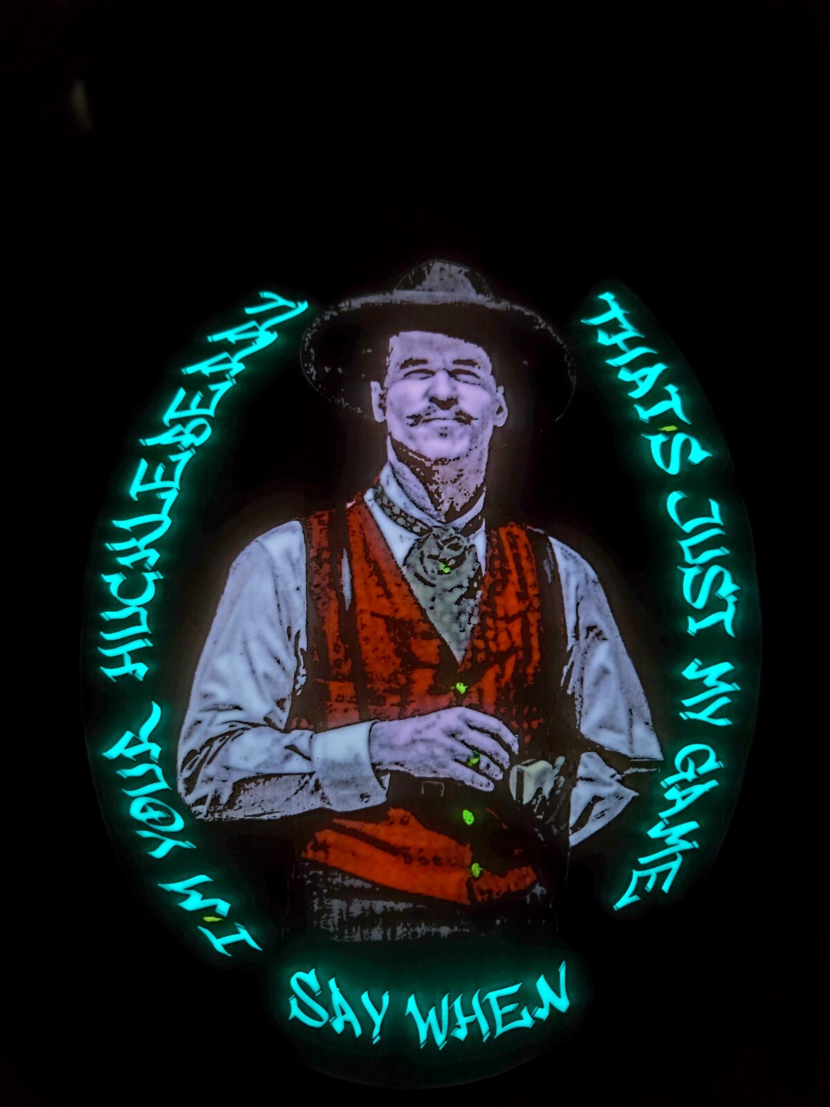 Glow in the Dark Doc Holliday Wood Epoxy Resin Art 11x14x0.75 Inches-image