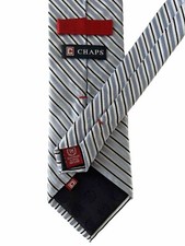 CHAPS by RALPH LAUREN / Chic Charteuse, Sky Blue & Navy Repp Stripe Silk Tie