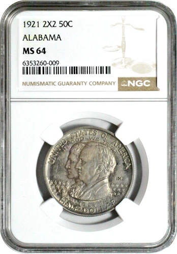 1921 Alabama 2X2 Half Dollar 50C NGC MS64
