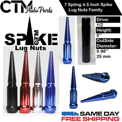 20 PCS JEEP 4.5'' BLUE 12X1.5 SPIKE WHEEL LUG NUT +KEY FIT COMPASS PATRIOT - Picture 2 of 2