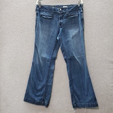 Ariat Women Jeans 30 Blue Denim Flared Trouser Mid Rise Pockets 32" Inseam READ