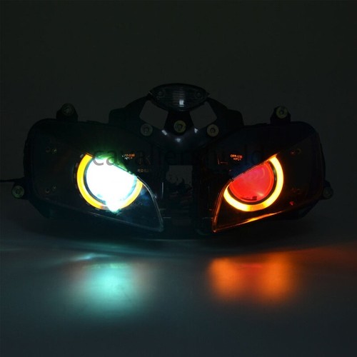 Headlight HID Assembly Projector Amber Angel Red Evil For Honda CBR600RR 03-2006 - Picture 3 of 12