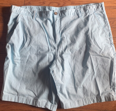 GEORGE Flat Front Men 46 (mea 44x9) Aqua Blue Casual Golf Short Cotton Blend 038