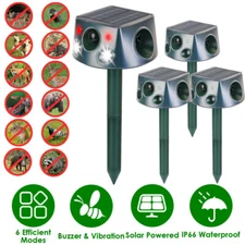 1/2/4PACK Solar Ultrasonic Animal Repellent Dog Skunk Deer Raccoon For Garden