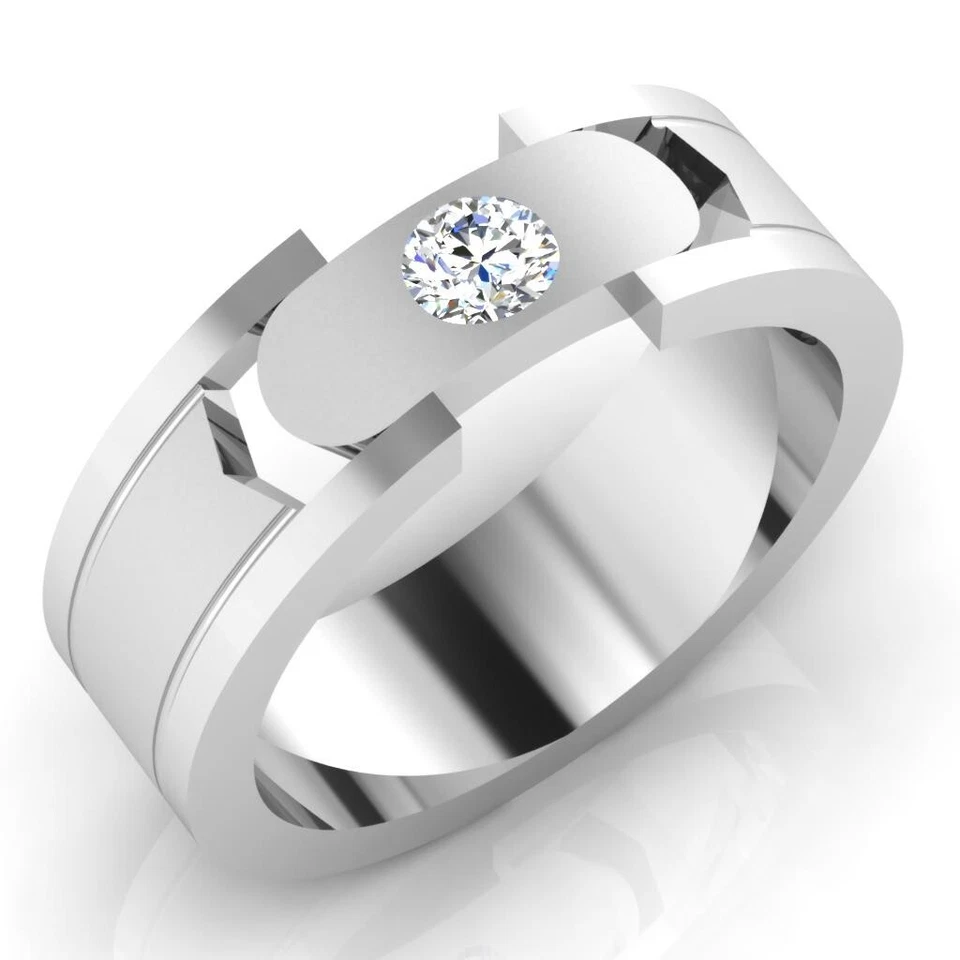 Alianza de boda de diamantes naturales de corte redondo de 0,21 quilates platino real 950 talla 11 Foto 2 de 4