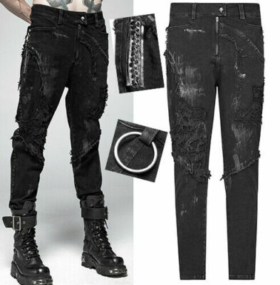 Studded distressed jeans pants gothic 