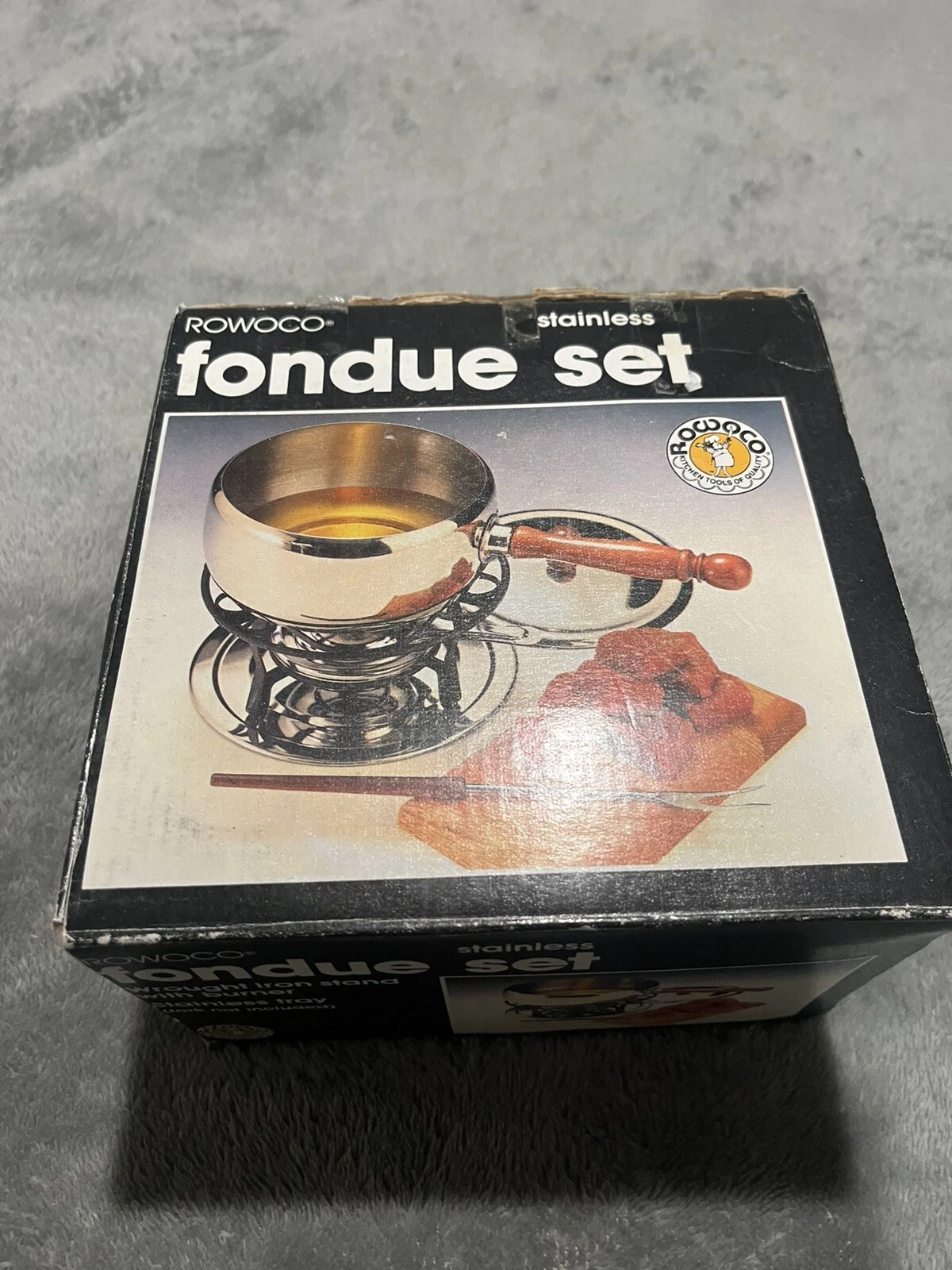 Vintage Rowaco Stainless Steel 'Fondue NOS Set Complete in Box 1988
