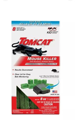 Tomcat Mouse Killer Child Resistant Refillable Station, 1 Station & 8 Refills