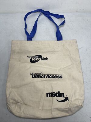 Vintage Microsoft TechNet Direct Access msdn Canvas Bag with Blue Handles