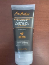 Shea Moisture African Black Soap Bamboo Charcoal Body Scrub FULL SIZE 6 oz.