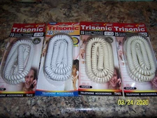 New Trisonic Choice: 15 ft or 25 ft WHITE or IVORY Modular Coil Telphone Cord