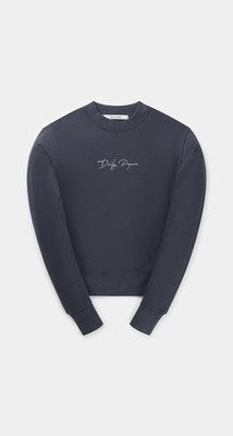 Daily Paper Womens Escript Sweater Terry Heavyweight Crew Neck Sweat Shirt Blue