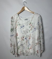 Elena Baldi Blouse Womens Medium Silk Floral Tunic Long Sleeve Made In Italy
