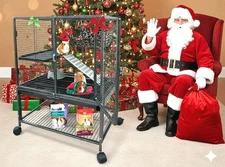 Deluxe 2-Floor Ferret Chinchilla Bunny Rat Mice Hammock 1/2-inch Bar CritterCage