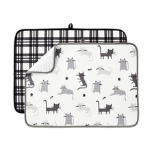 Dish Drying Mats 2 Pack, 18"x24", Black White Cats