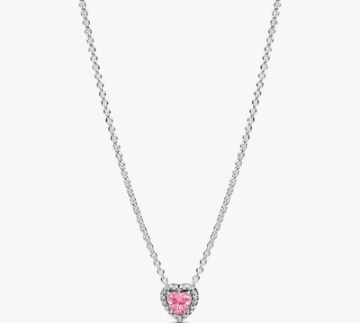 Pandora Pink Elevated Heart Halo Necklace
