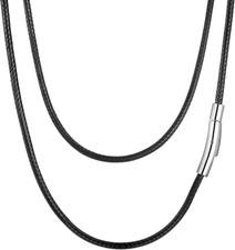 2Mm 3Mm Waterproof Braided Leather Cord Necklace with Durable Stainless Steel Sn
