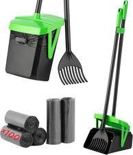 Pooper Scooper Swivel Bin  Rake with 100 Waste Bags, Dog Pooper Scooper