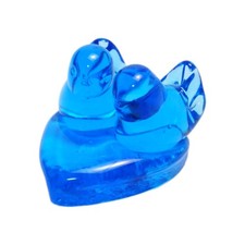 Bluebird of Happiness Figurine Signed Double Bird Heart Art Glass Leo Ward 1993