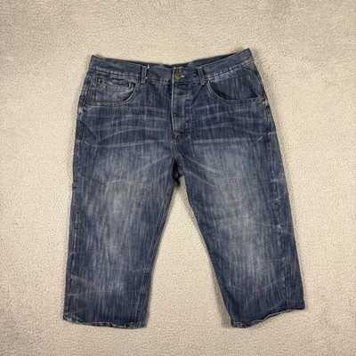 Vtg No Fear Jorts Men s 2XL Blue Denim Shorts Baggy Skater Grunge Y2K Button Fly