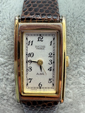 RARE Vintage Ladies Seiko Alba Success Y151-5A30 Tank Gold Tone Quartz Watch