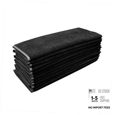  Large 320 GSM Microfiber Towels for Car Detailing, Washing, Drying, Black