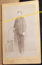stehender junger Mann - Schüler ? Mütze ca. 1870er Jahre CDV W. Sprengel Wolgast