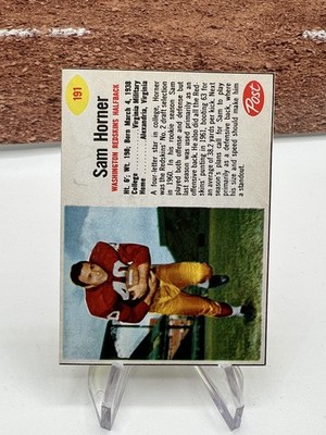 1962 Post - Sam Horner #191 VG Rookie Card (RC) - Washington Redskins