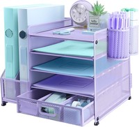 Schreibtisch-Organizer, Aktenhalter Mit 2 Stifthaltern, 5 Ebenen,