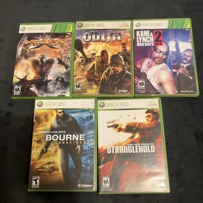 5 XBOX 360 Action Games: Morph, Outfit, Kane & Lynch 2, Bourne, Strangle all CIB