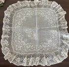 Rare 19th C Monogram TB Or IB Hanky W/ Whitework Embroidery Valenciennes Chateau