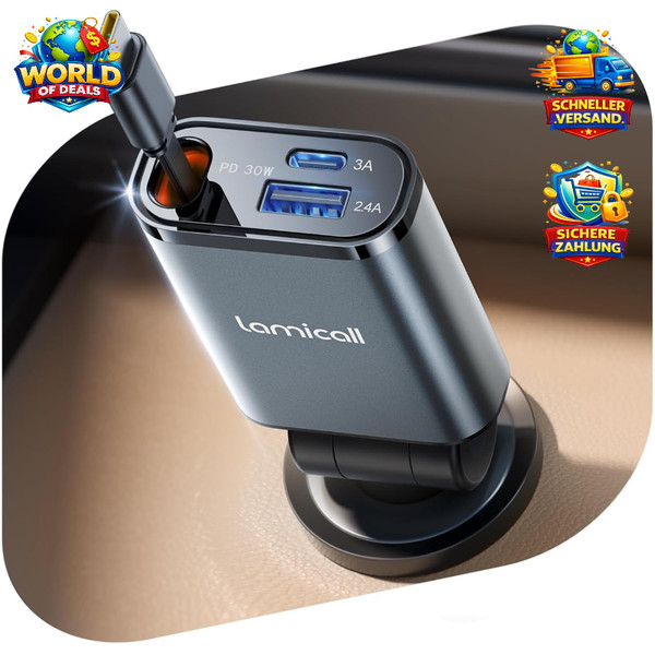 ZigarettenanzüNder Usb C Auto LadegeräT 50W SchnellladegeräT 24/12V Kfz FüR-image