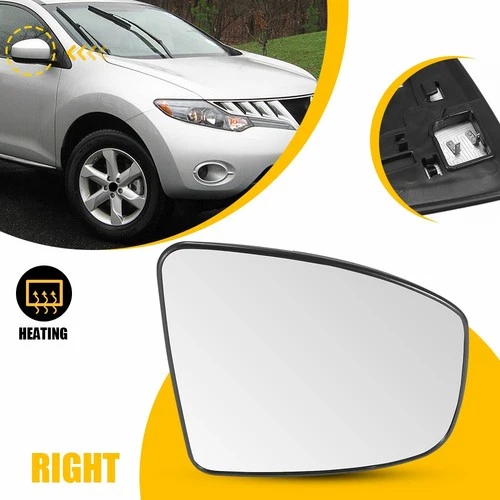 Right Passenger Side Heated Mirror Glass W/ Backing for Nissan Murano 2009-2014