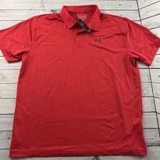 NEW Under Armour Performance Polo Short Sleeve Button Front Shirt Men's 2XL Red