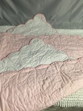 Quilted Handmade Baby Girl  s Pastel Pink White Cotton Blend Large Crib Blanket