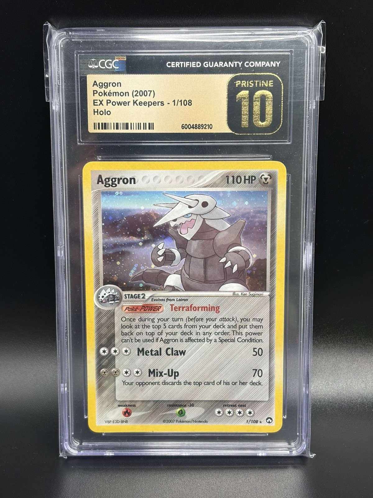 2007 AGGRON Pokemon Card #1 EX Power Keepers Holo CGC 10 Pristine *POP 3*