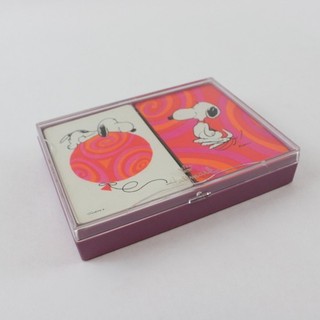 Vintage Hallmark Snoopy Double Deck Playing Cards Complete Plastic Case
