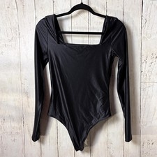 Babaton Black Long Sleeve Square Neck Bodysuit Size Small