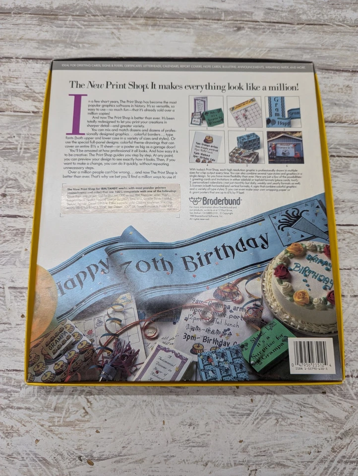 1989 The New Print Shop Computer PC 3.5" & 5.25" Broderbund Big Box Design - Image 3 of 4